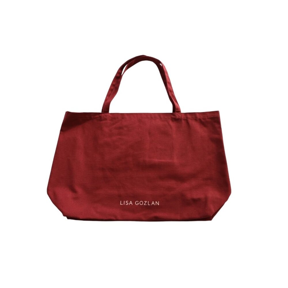 Lisa Gozlan Red Shopping Tote Bag